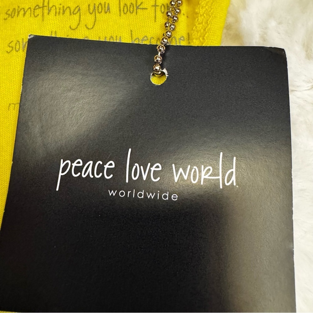 Peace Love World Yellow Tank Top 
Tee Shirt Size SM Racerback I am happy NWT - Picture 7 of 14